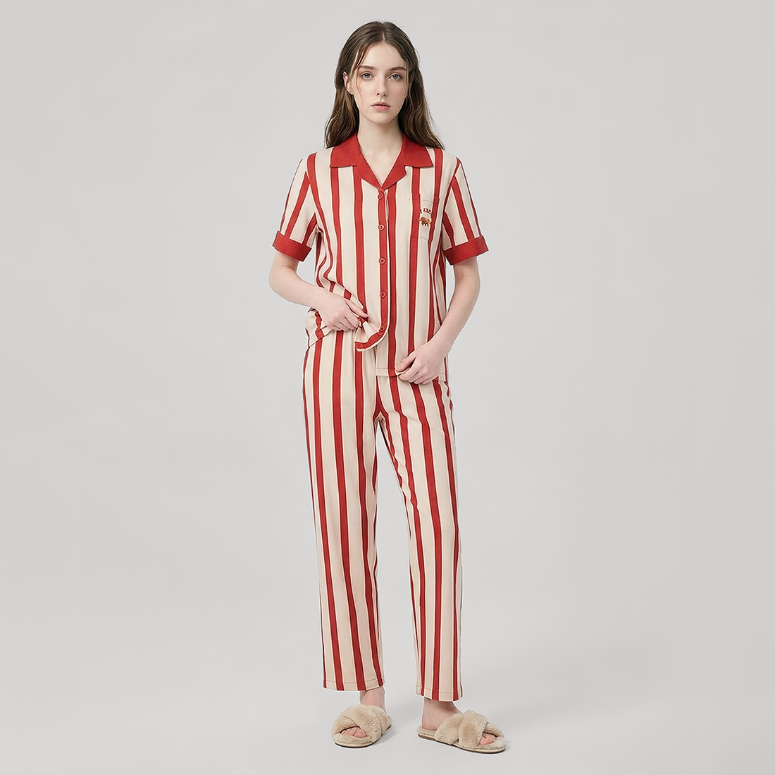 Women's Embroidered Cotton Pajama Set - Nomee