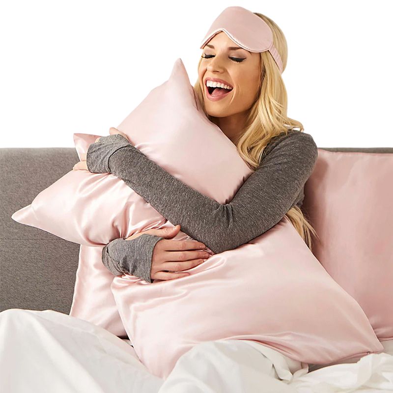 Wholesale mulberry silk pillowcase mask scrunchie set three piece sleep eye care-Nomee