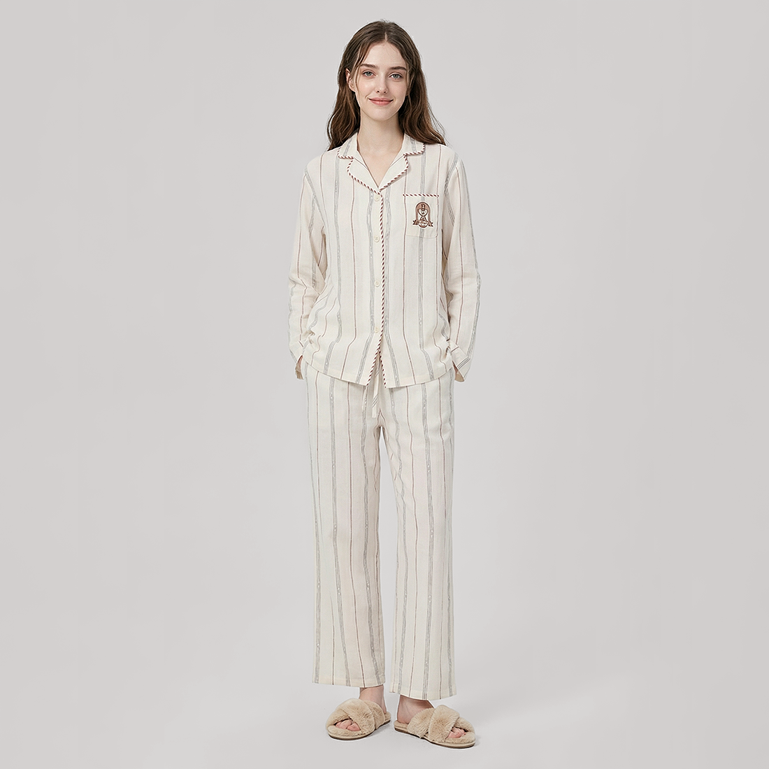 Women's Embroidered Cotton Pajama Set - Nomee
