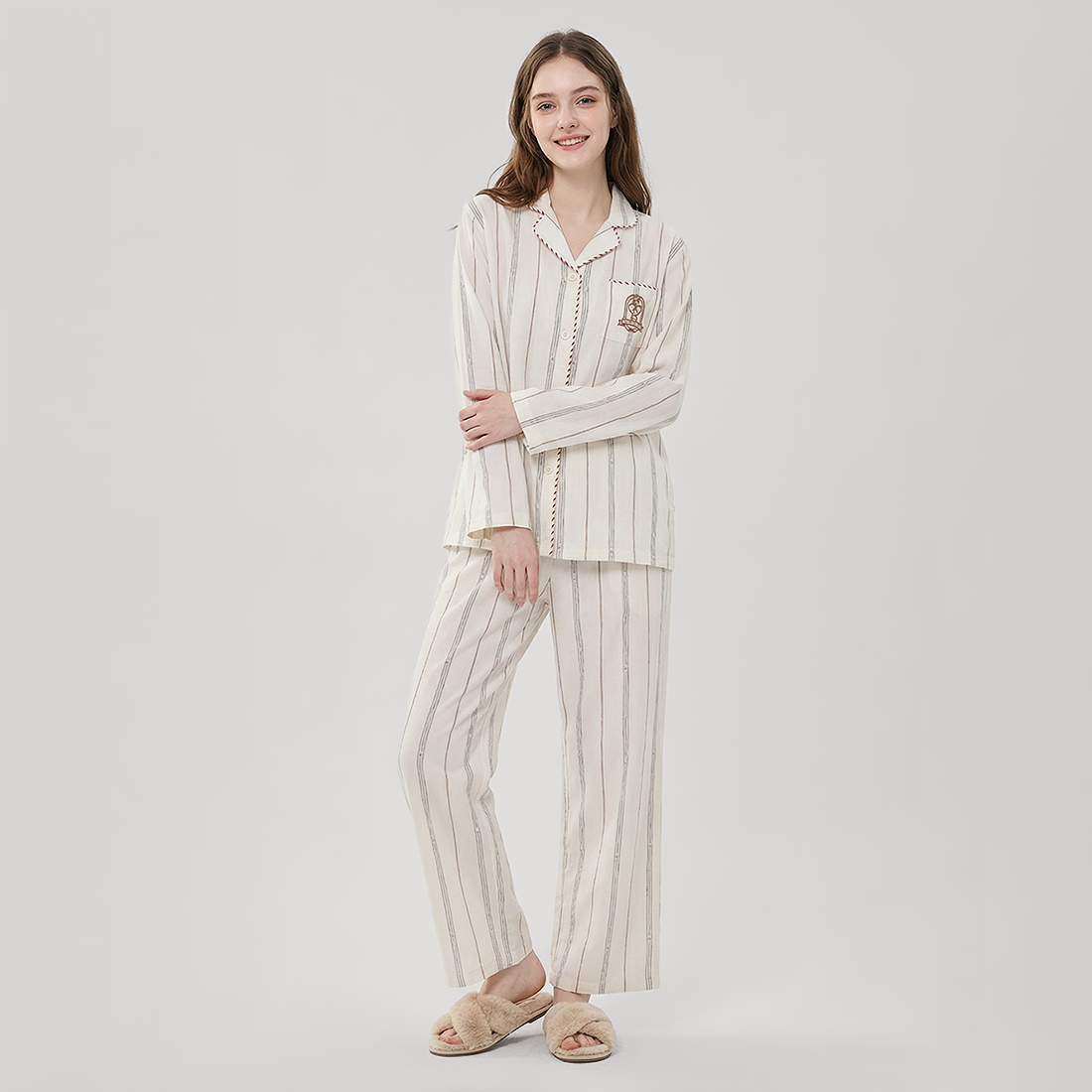 Women's Embroidered Cotton Pajama Set - Nomee