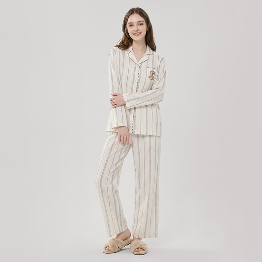 Women's Embroidered Cotton Pajama Set - Nomee
