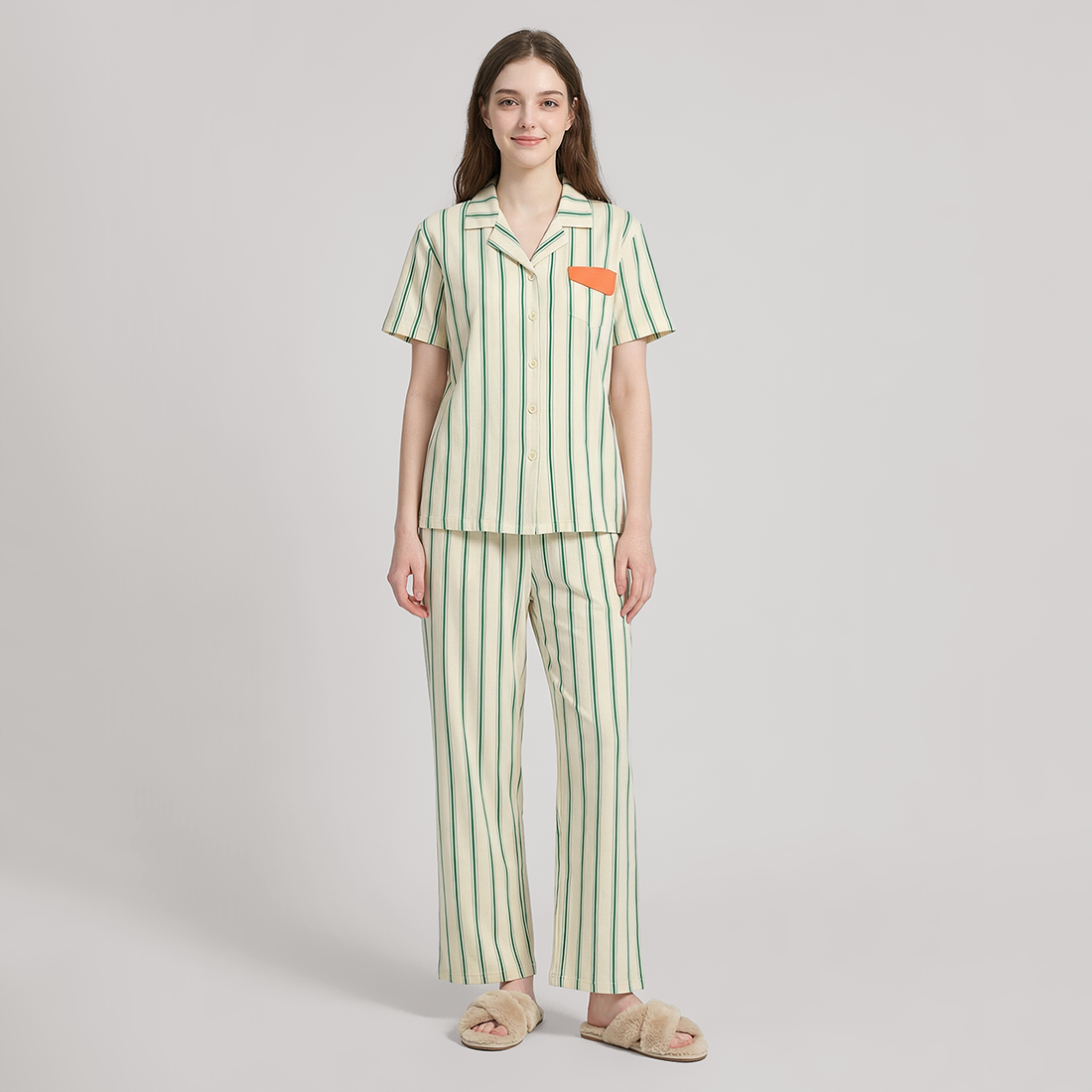 Women's Modal Vertical Stripe Pajama Set - Nomee