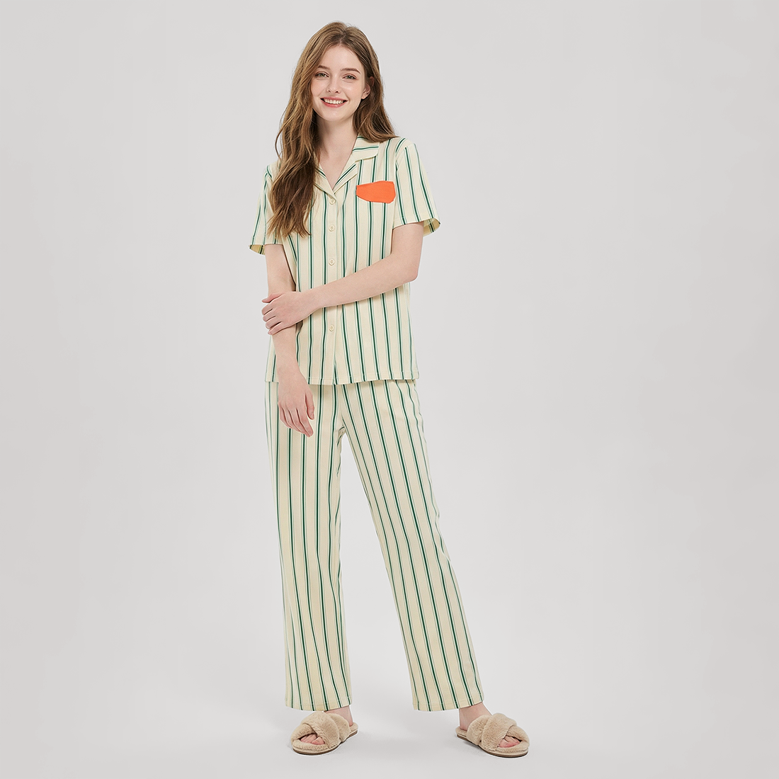 Women's Modal Vertical Stripe Pajama Set - Nomee