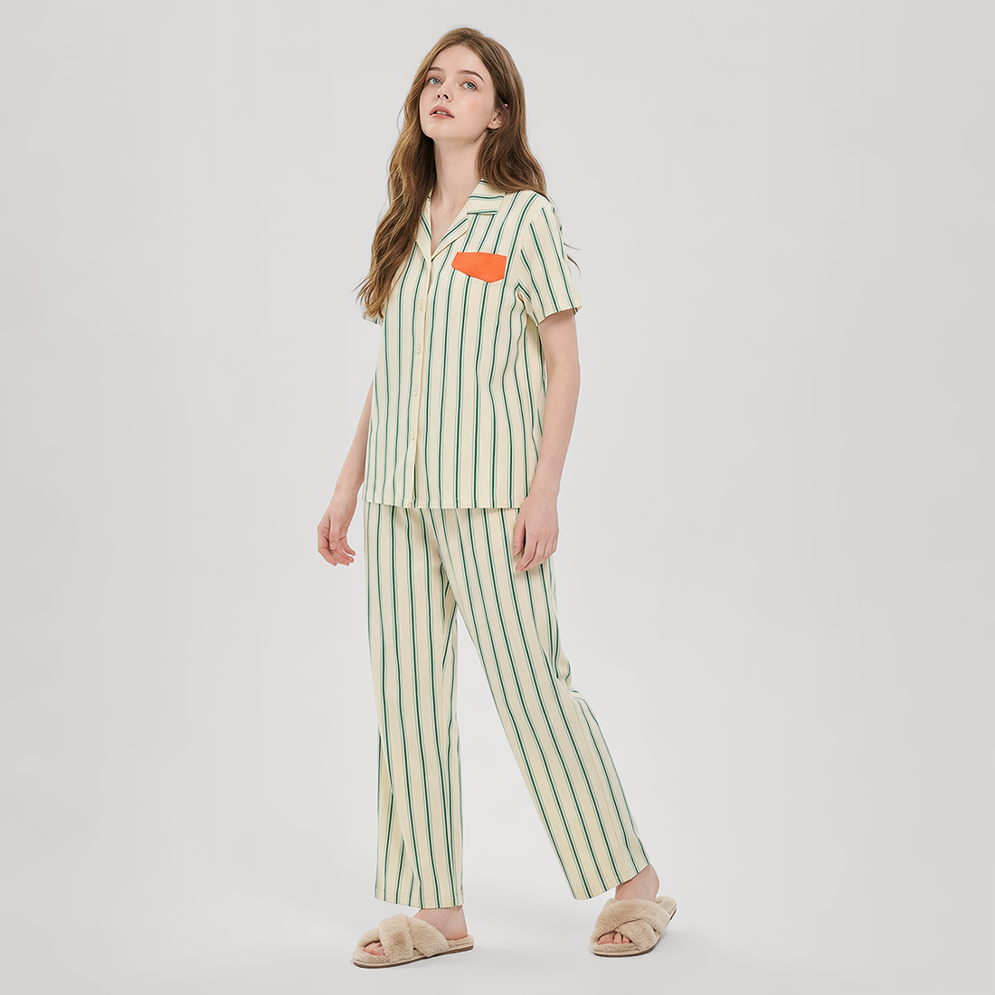 Women's Modal Vertical Stripe Pajama Set - Nomee