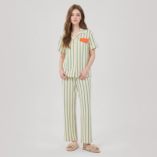 Women's Modal Vertical Stripe Pajama Set - Nomee
