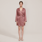 100% Mulberry Silk Embroidered V-Neck Long Robe - Nomee