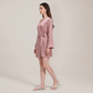 100% Mulberry Silk Embroidered V-Neck Long Robe - Nomee