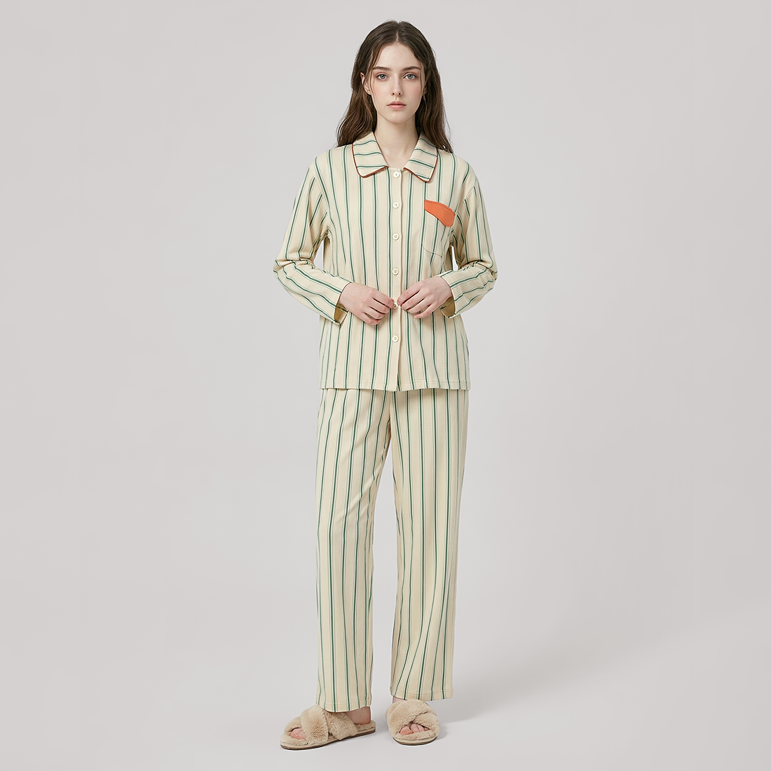 Women's Modal Vertical Stripe Pajama Set - Nomee