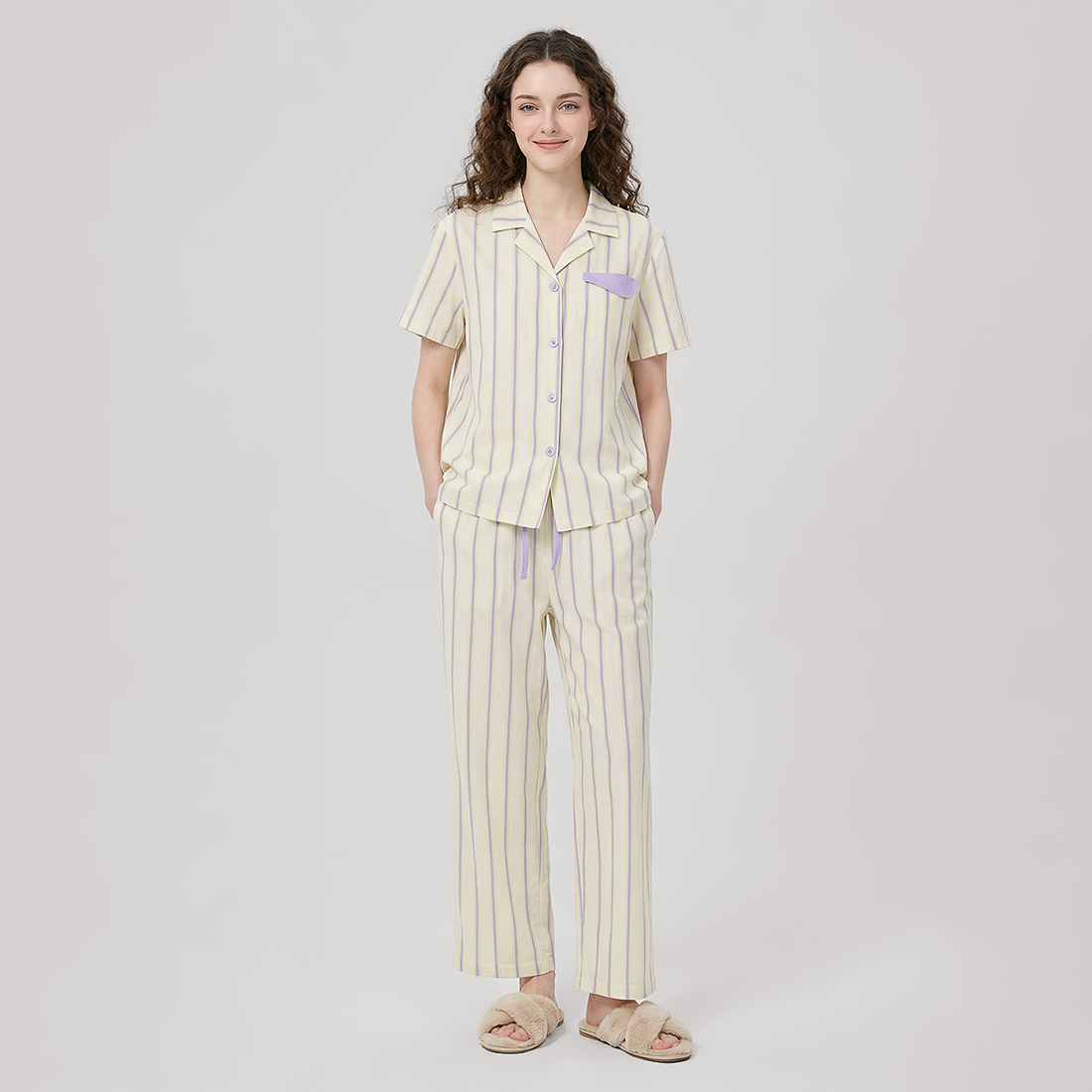 Women's Modal Vertical Stripe Pajama Set - Nomee