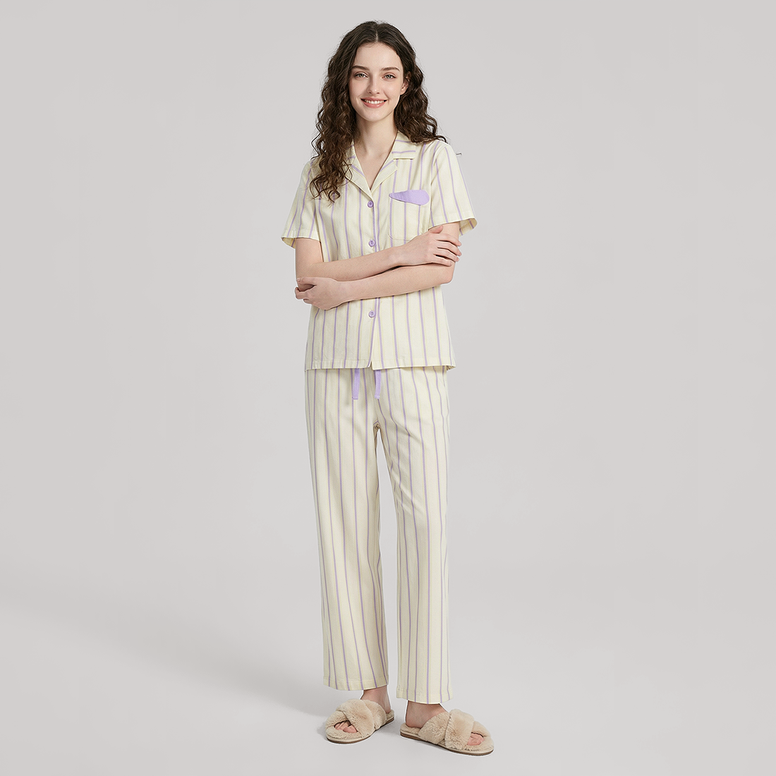 Women's Modal Vertical Stripe Pajama Set - Nomee