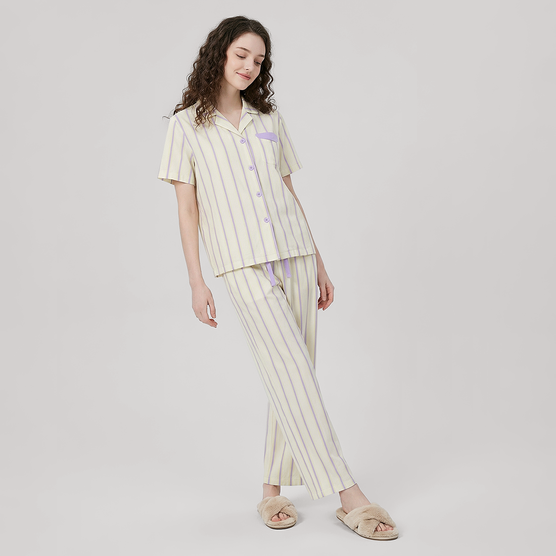 Women's Modal Vertical Stripe Pajama Set - Nomee
