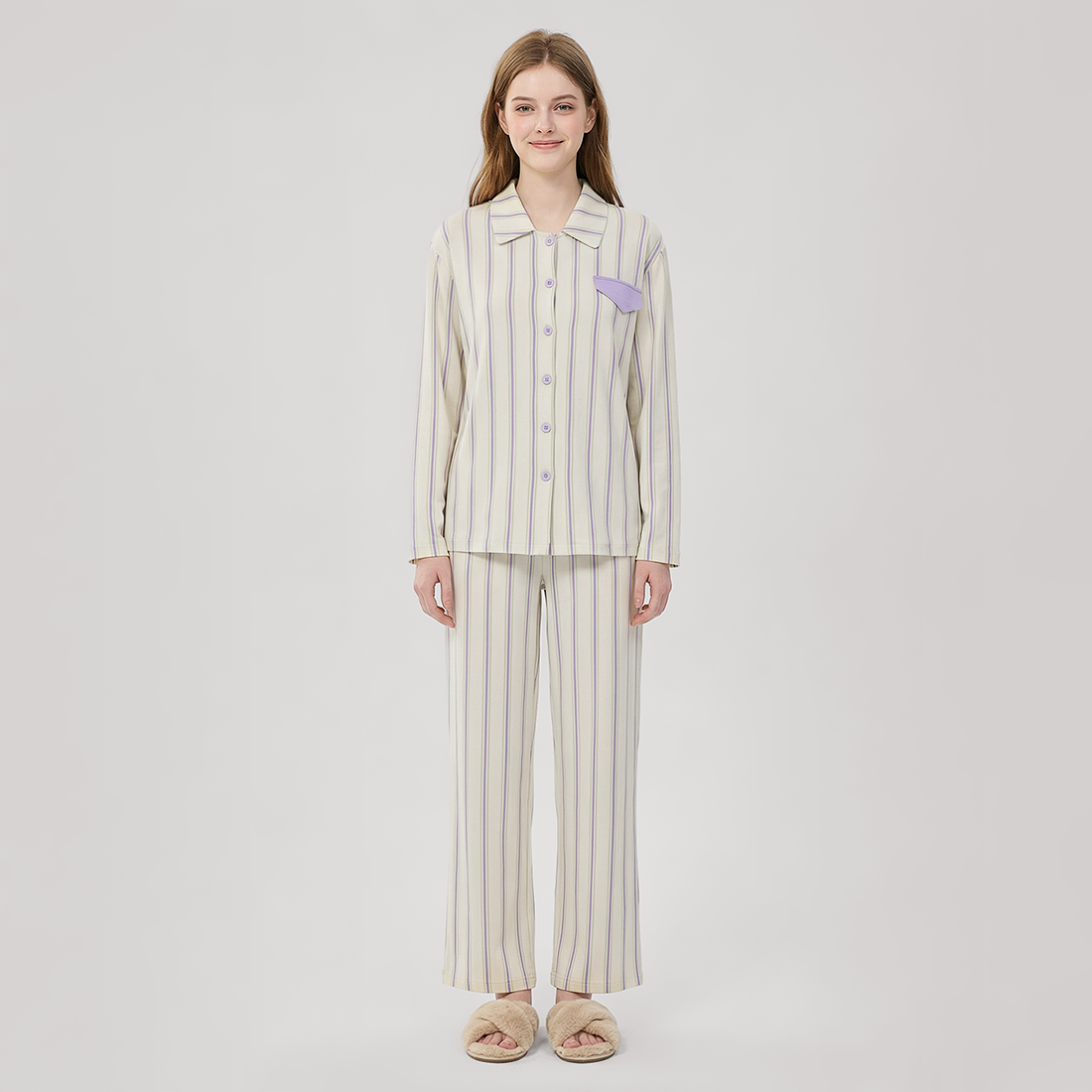 Women's Modal Vertical Stripe Pajama Set - Nomee