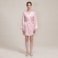 100% Mulberry Silk Embroidered V-Neck Long Robe - Nomee