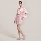 100% Mulberry Silk Embroidered V-Neck Long Robe - Nomee