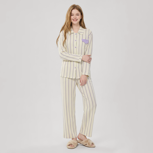 Women's Modal Vertical Stripe Pajama Set - Nomee