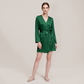 100% Mulberry Silk Embroidered V-Neck Long Robe - Nomee