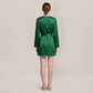 100% Mulberry Silk Embroidered V-Neck Long Robe - Nomee