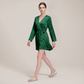 100% Mulberry Silk Embroidered V-Neck Long Robe - Nomee