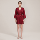 100% Mulberry Silk Embroidered V-Neck Long Robe - Nomee