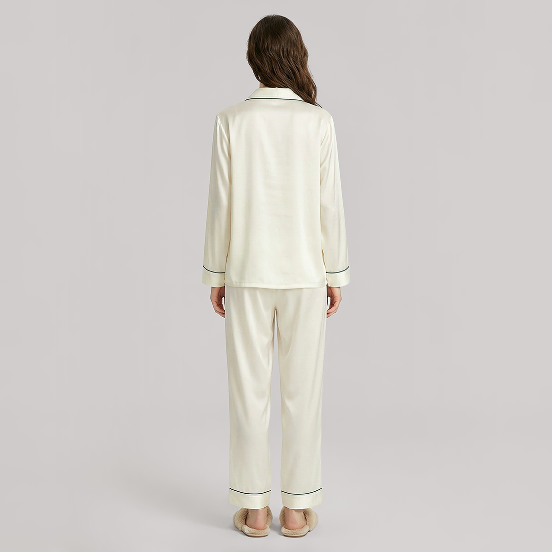 19 Momme Mulberry Silk Pajama Set for Women - Long Sleeve Pants Set - Nomee