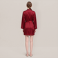 100% Mulberry Silk Embroidered V-Neck Long Robe - Nomee