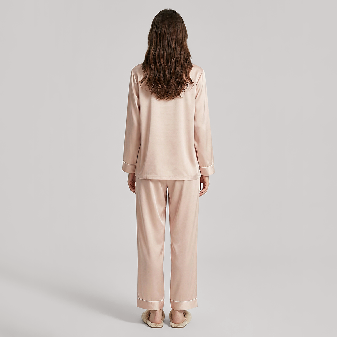 19 Momme Mulberry Silk Pajama Set for Women - Long Sleeve Pants Set - Nomee