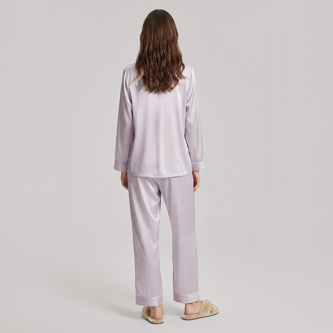 19 Momme Mulberry Silk Pajama Set for Women - Long Sleeve Pants Set - Nomee