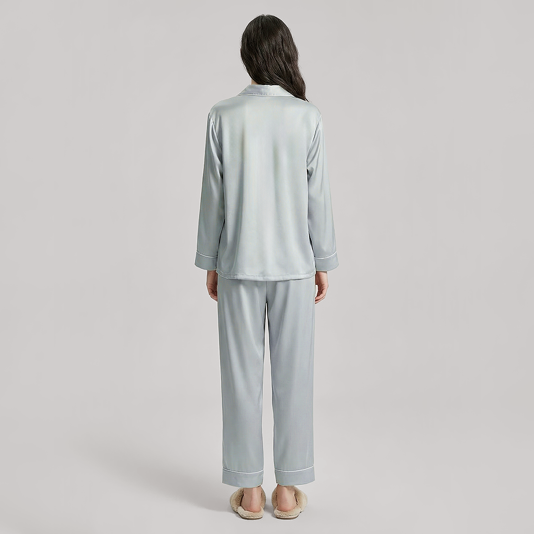 19 Momme Mulberry Silk Pajama Set for Women - Long Sleeve Pants Set - Nomee