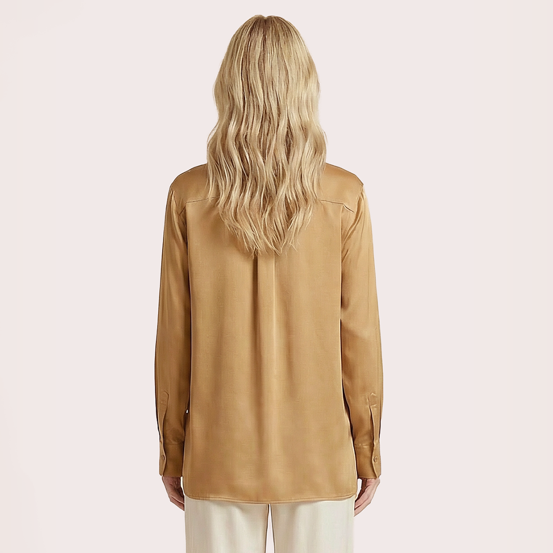 Silk V-neck long sleeved shirt-Nomee