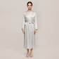 100% Mulberry Silk V-Neck Long Robe - Nomee