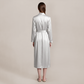 100% Mulberry Silk V-Neck Long Robe - Nomee