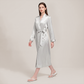 100% Mulberry Silk V-Neck Long Robe - Nomee