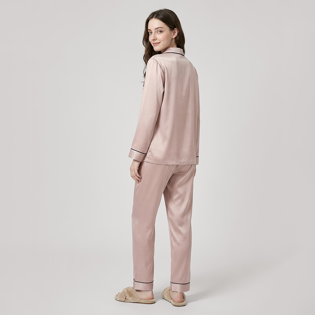 19 Momme Mulberry Silk Pajama Set for Women - Long Sleeve Pants Set - Nomee