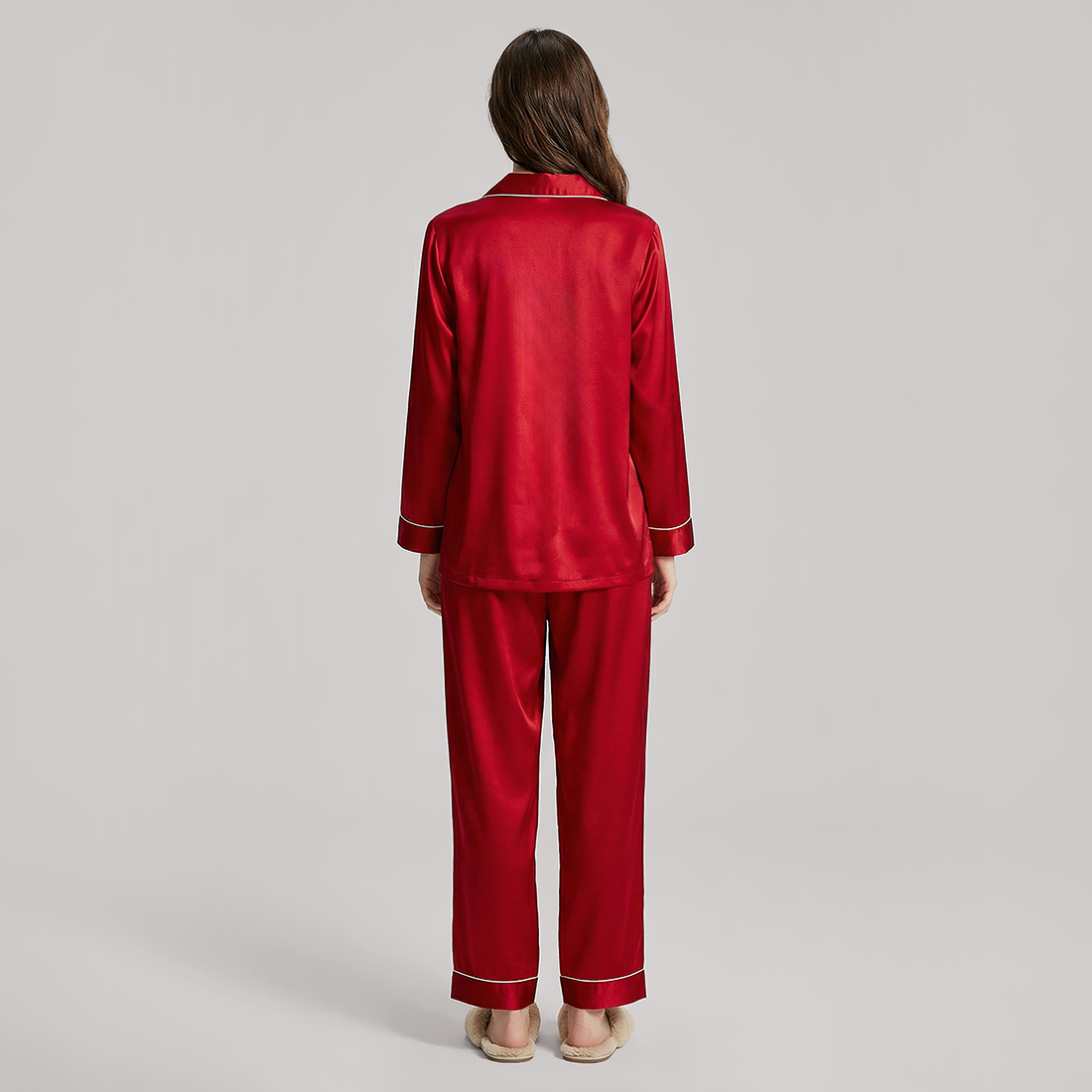 19 Momme Mulberry Silk Pajama Set for Women - Long Sleeve Pants Set - Nomee