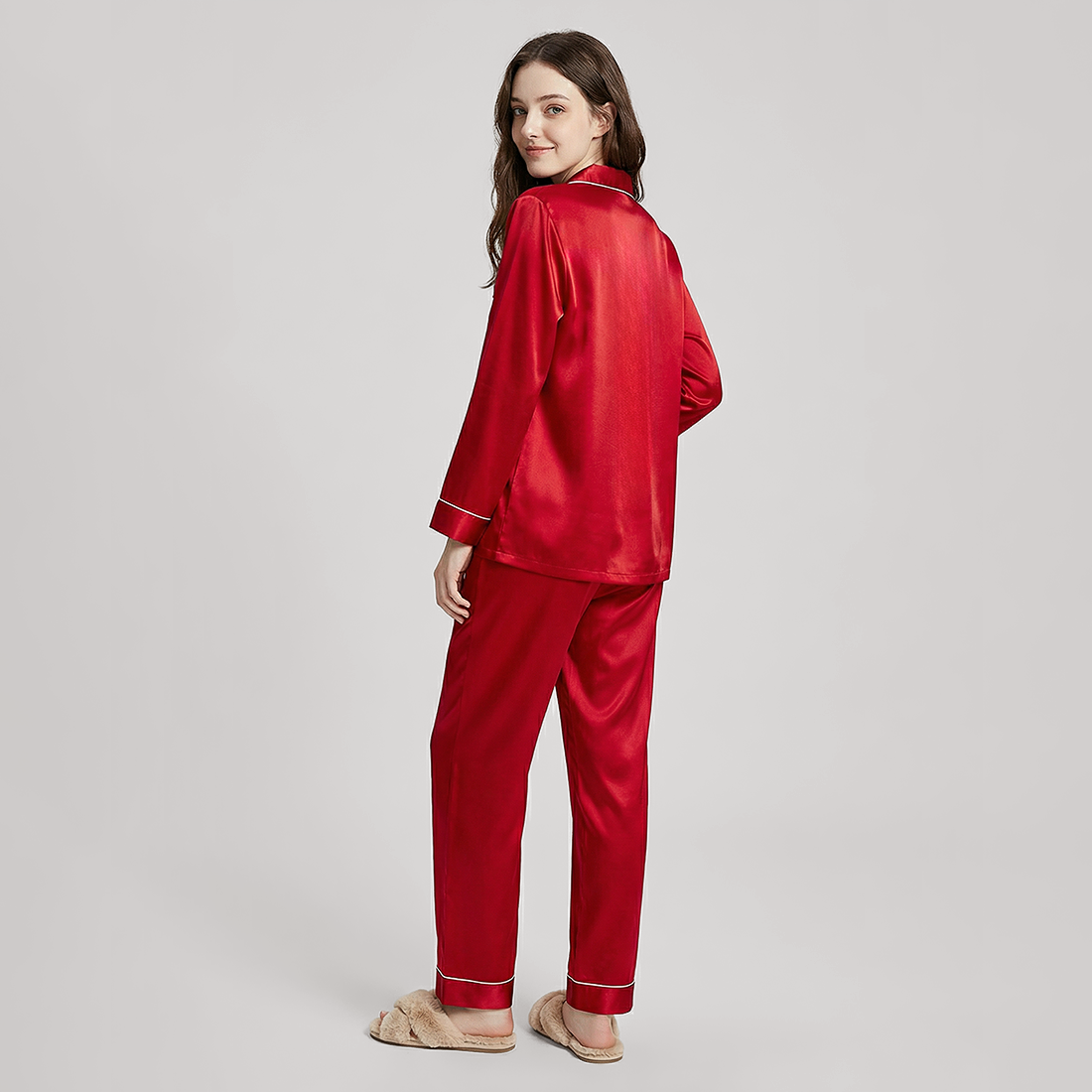 19 Momme Mulberry Silk Pajama Set for Women - Long Sleeve Pants Set - Nomee