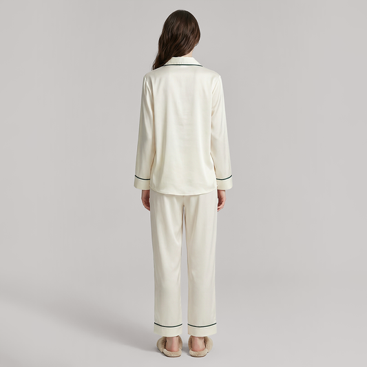Nomee Retro Simple 100% Mulberry Silk Pajama Set