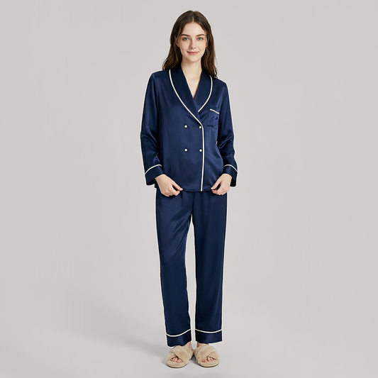 Nomee Retro Simple 100% Mulberry Silk Pajama Set