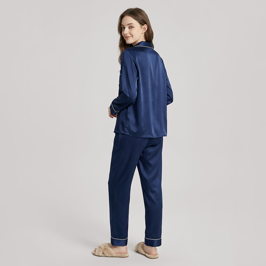 Nomee Retro Simple 100% Mulberry Silk Pajama Set