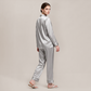 100% Mulberry Silk Piped Long Sleeve Pajama Set - Nomee