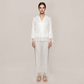 100% Mulberry Silk Lace Trim Long Sleeve Pajama Set - Nomee