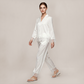 100% Mulberry Silk Lace Trim Long Sleeve Pajama Set - Nomee