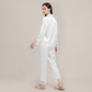100% Mulberry Silk Lace Trim Long Sleeve Pajama Set - Nomee
