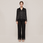 100% Mulberry Silk Lace Trim Long Sleeve Pajama Set - Nomee