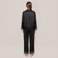 100% Mulberry Silk Lace Trim Long Sleeve Pajama Set - Nomee
