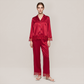 100% Mulberry Silk Lace Trim Long Sleeve Pajama Set - Nomee
