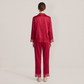 100% Mulberry Silk Lace Trim Long Sleeve Pajama Set - Nomee