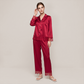 100% Mulberry Silk Lace Trim Long Sleeve Pajama Set - Nomee