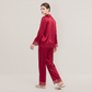 100% Mulberry Silk Lace Trim Long Sleeve Pajama Set - Nomee