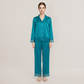 100% Mulberry Silk Lace Trim Long Sleeve Pajama Set - Nomee