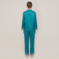 100% Mulberry Silk Lace Trim Long Sleeve Pajama Set - Nomee